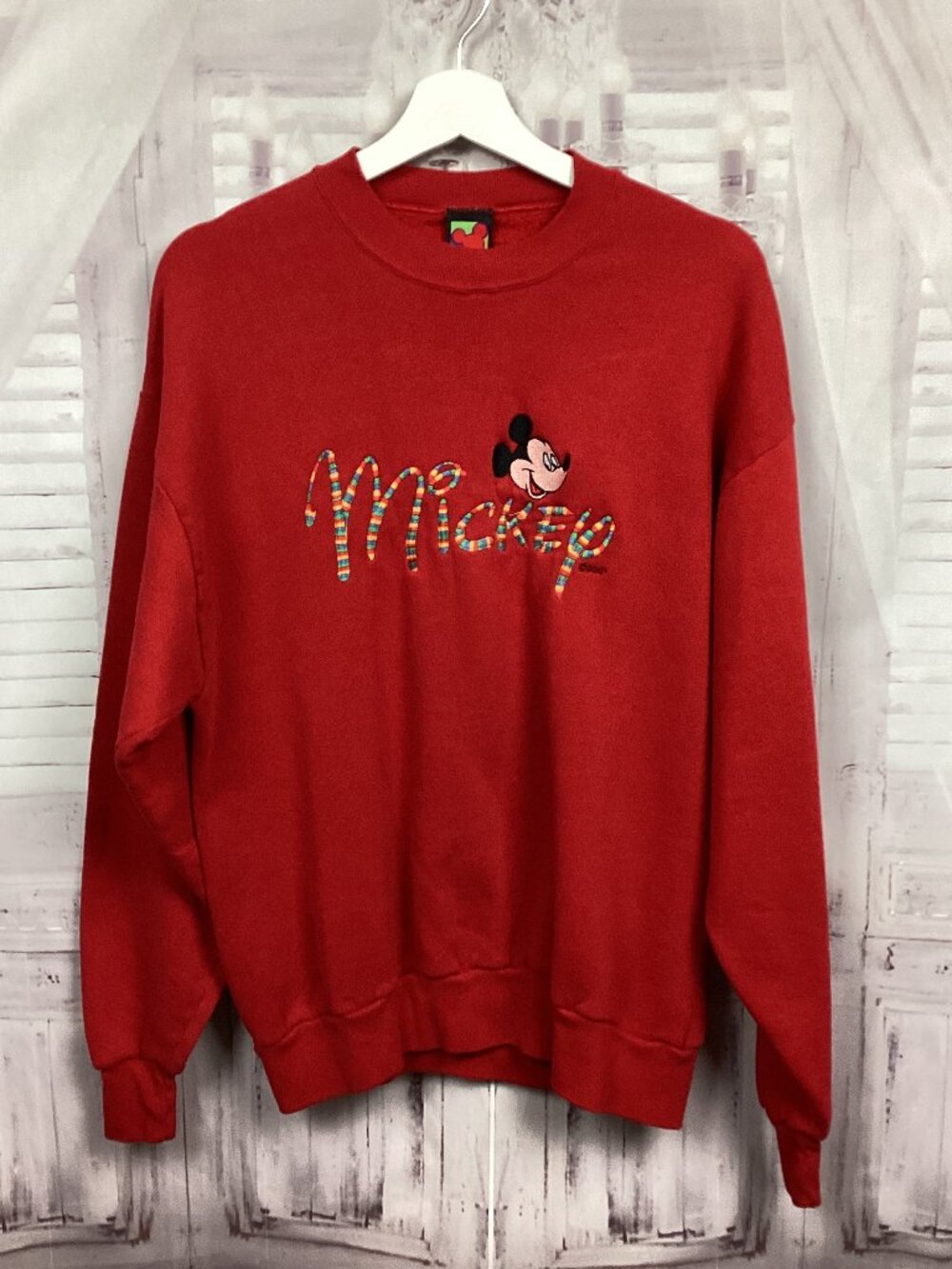 Disney Mickey Unlimited Red Sweatshirt Embroidered L